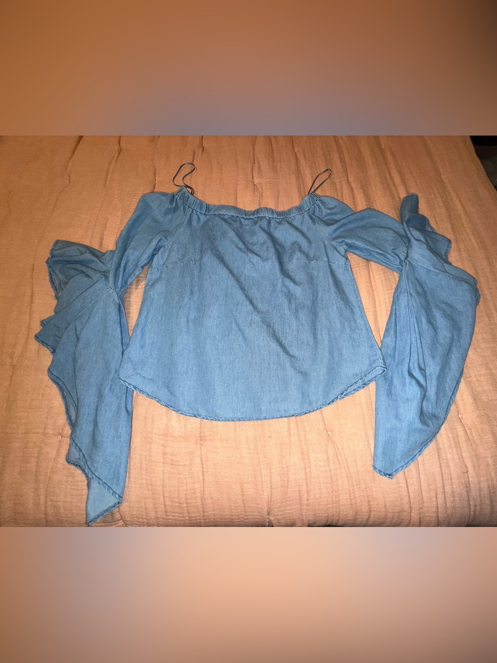 Charlotte Russe Blue Off-Shoulder Long-Sleeve Women's Top